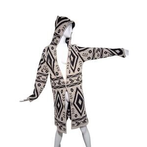 Mintee 16 Aztec Women's size XL Tribal Southwestern Long Cowichan Knit Cardigan